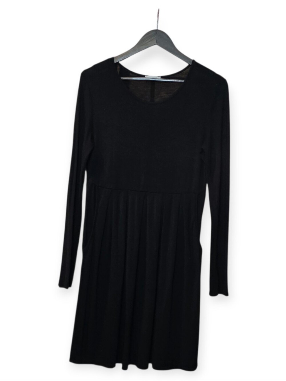 12PM by Mon Ami Black Long Sleeve Pocket Swing Dress M - Picture 2 of 5